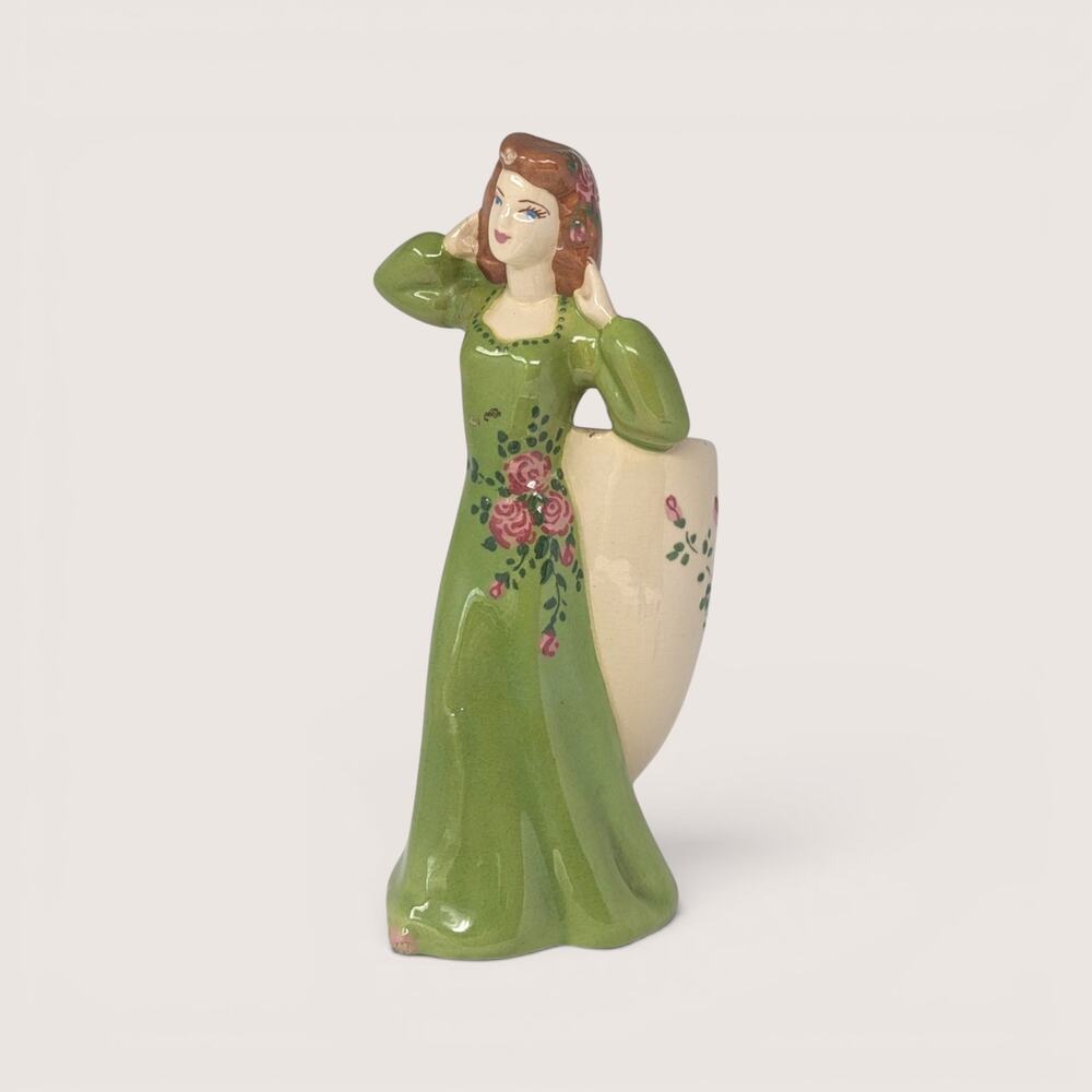 Vintage Ceramic Figural Lady Vase Planter